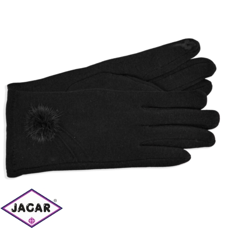 Rękawiczki damskie czarne z puszkiem RK598