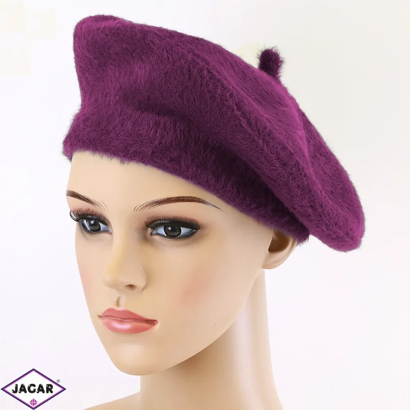 Beret damski alpaka fioletowy CD785
