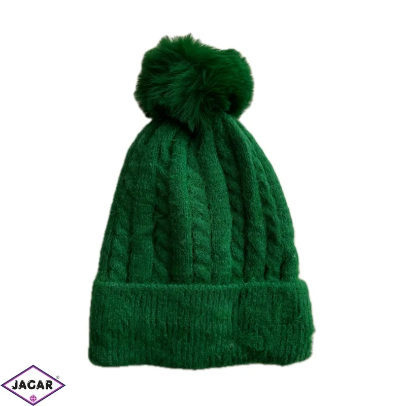 Czapka damska warkocz z pomponem CD846 Czapka damska warkocz z pomponem CD846