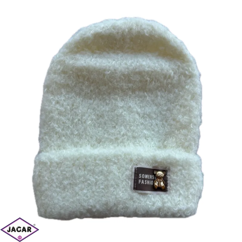 Czapka damska kożuszek ecru CD866 Czapka damska kożuszek ecru CD866