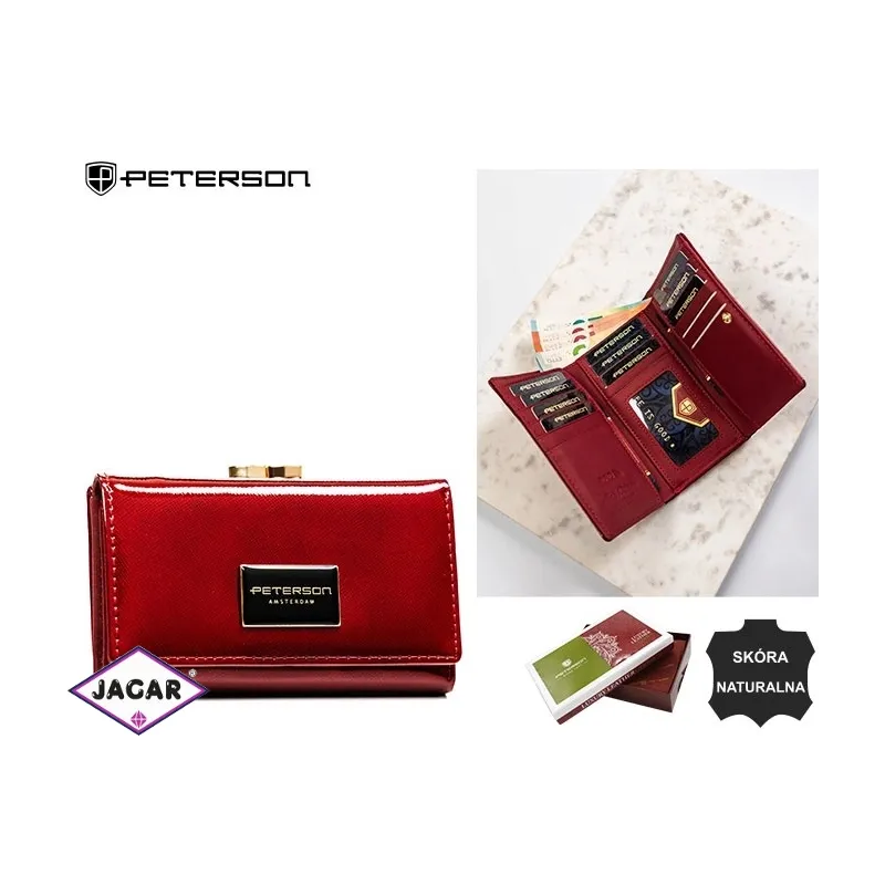 Portfe damski skórzany PTN PH23-1-SAF Red P2326 Portfe damski skórzany PTN PH23-1-SAF Red P2326