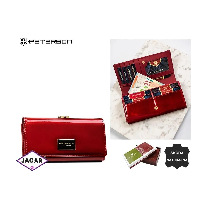 Portfe damski skórzany PTN PH24-FO-1-SAF Red P2328 Portfe damski skórzany PTN PH24-FO-1-SAF Red P2328