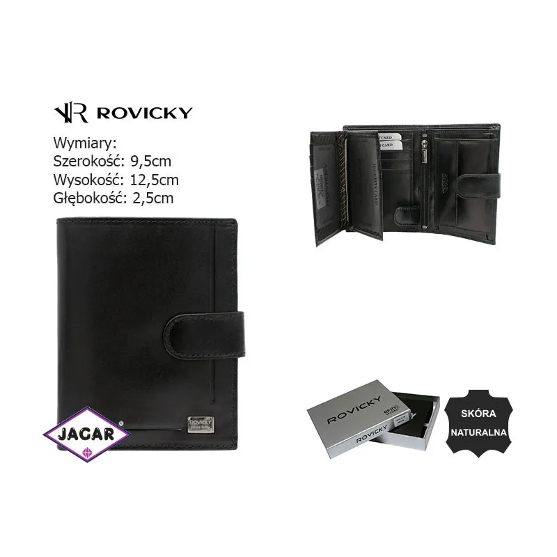 Portfel męski skórzany PC-101L-NBAR Black P2378