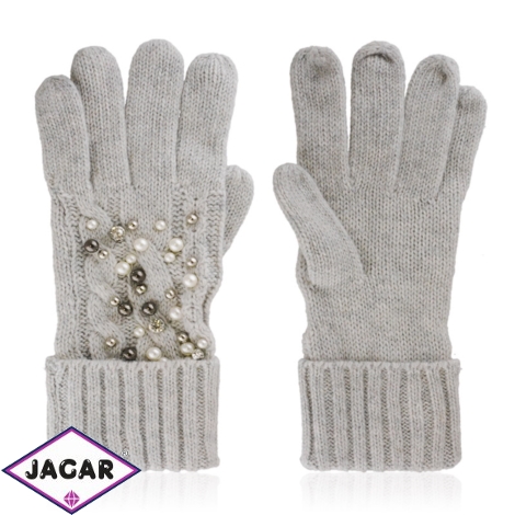 Rękawiczki damskie perełki dżety j.szare RK899