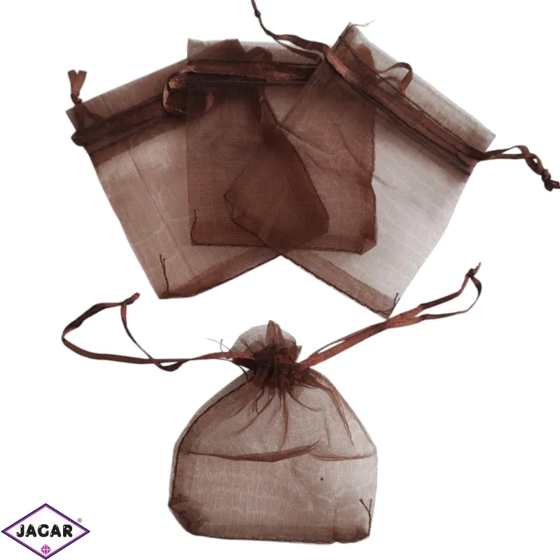 Torebki z organzy 8x6cm brązowy 100szt/op TP1446 Torebki z organzy 8x6cm brązowy 100szt/op TP1446
