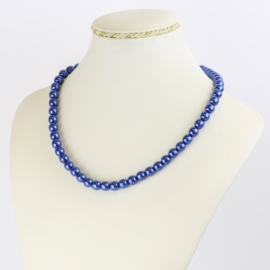 Naszyjnik czeski perła niebieska 45cm - NA2612