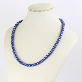 Naszyjnik czeski perła niebieska 50cm - NA2613