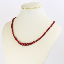 Naszyjnik czeski perła czerwona 45cm - NA2618