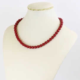 Naszyjnik czeski perła czerwona 40cm - NA2625