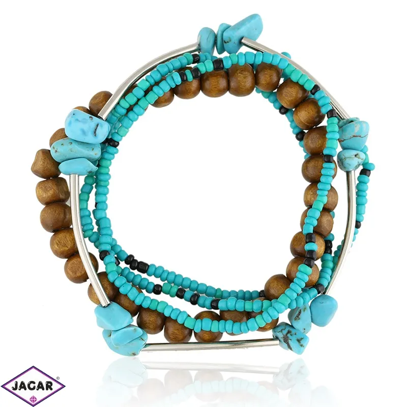 Bransoletka z drewnianymi koralikami - BRA1110 Bransoletka z drewnianymi koralikami - BRA1110