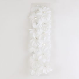 Spinki białe z kwiatkami 12szt/op OS1447