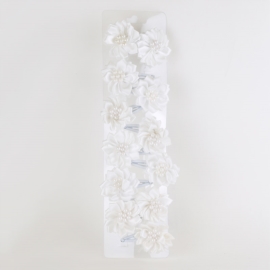 Spinki białe z kwiatkami 12szt/op OS1449
