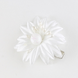 Spinki edytki białe z kwiatkami 5szt/op OS1454