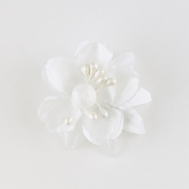 Spinki edytki białe z kwiatkami 5szt/op OS1455