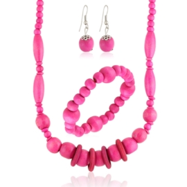 Komplet biżuterii różowe korale KOM676