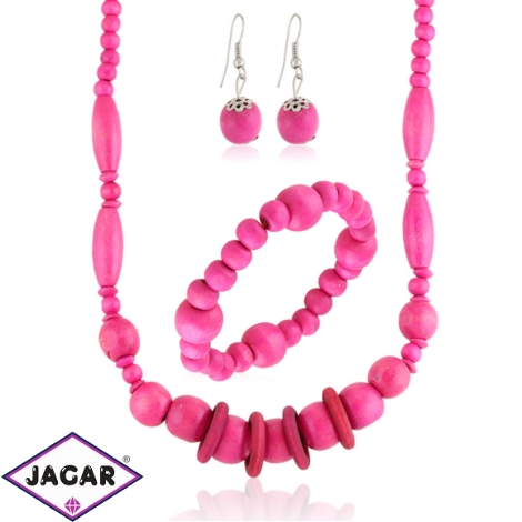 Komplet biżuterii różowe korale KOM676