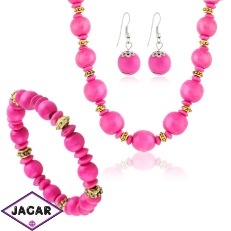 Komplet biżuterii różowe korale KOM679