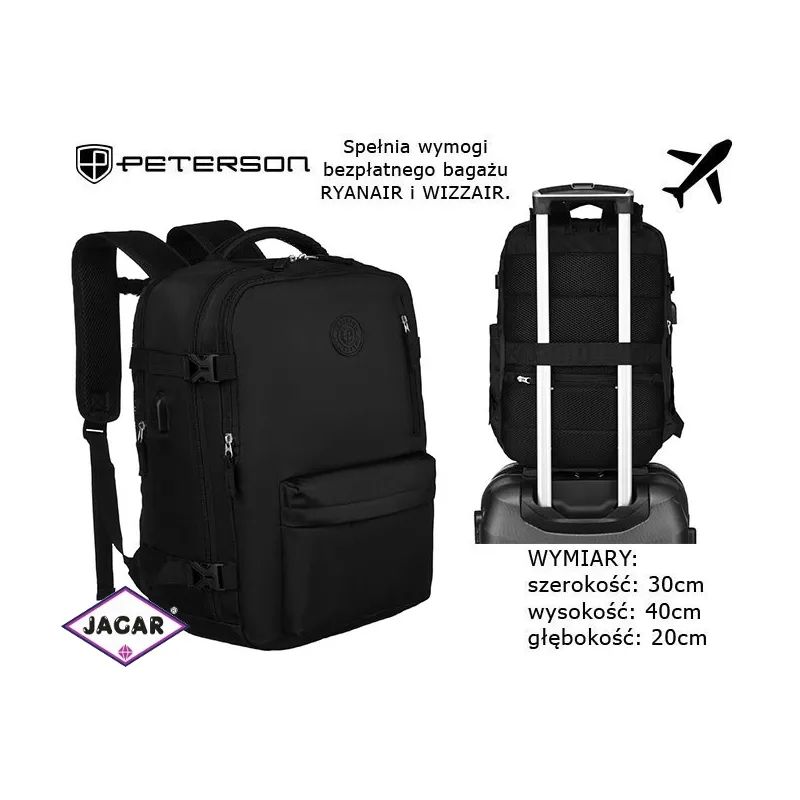 Plecak podróżny PTN 23129 Black PL511 Plecak podróżny PTN 23129 Black PL511