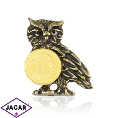 Figurka metalowa SOWA Z GROSZEM 3,5cm10szt/opFR326