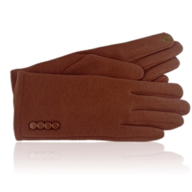 Rękawiczki damskie z guzikami brązowe RK956