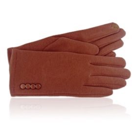 Rękawiczki damskie z guzikami rude RK964