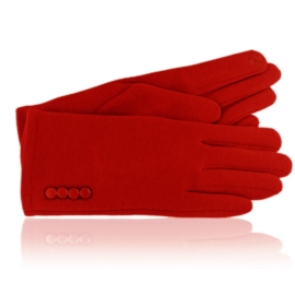 Rękawiczki damskie z guzikami czerwone RK965