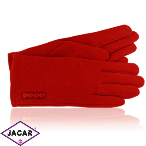 Rękawiczki damskie z guzikami czerwone RK965