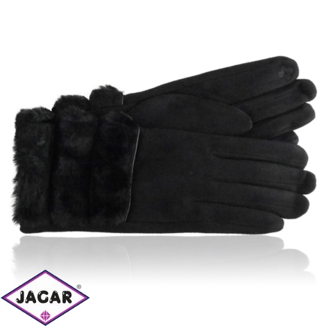 Rękawiczki damskie z puszkiem czarne RK971