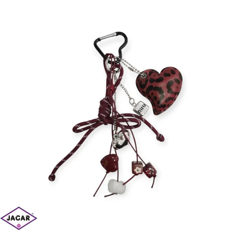Brelok sznurki serce bordo PU1144 Brelok sznurki serce bordo PU1144