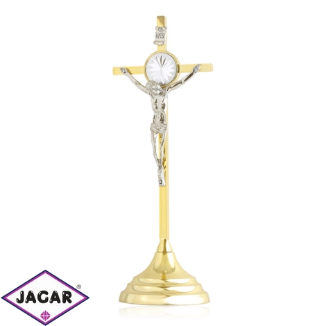 Krzyż stojący metalowy złoty 22cm - KR38