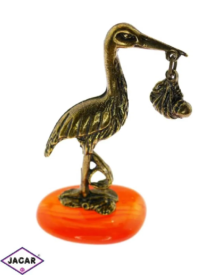 Figurka metalowa - bocian na kamyku - FR142 Figurka metalowa - bocian na kamyku - FR142