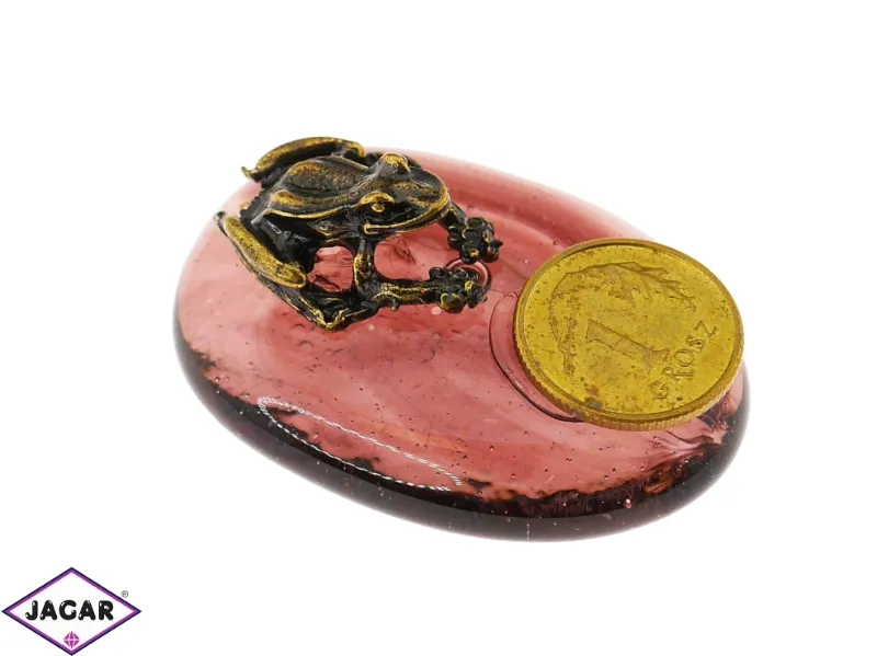 Figurka metalowa -żabka z groszem na kamyku-FR143 Figurka metalowa -żabka z groszem na kamyku-FR143