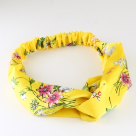 Opaska tekstylna w kwiaty żółta OPS2099