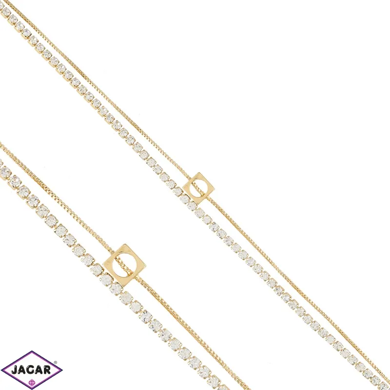Bransoletka podwójna z kryształkami - BRA1220 Bransoletka podwójna z kryształkami - BRA1220