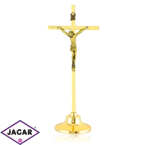 Krzyż stojący metalowy złoty 21cm - KR44