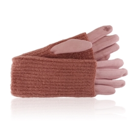Rękawiczki damskie 2w1 różowe RK1012