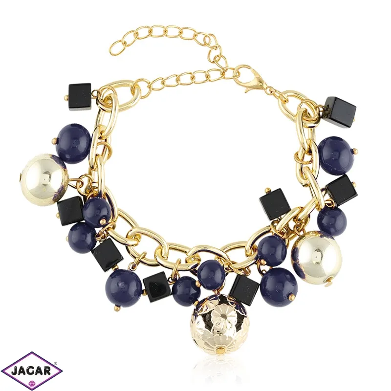 Bransoletka na łańcuchu - niebieskie kulki BRA1388 Bransoletka na łańcuchu - niebieskie kulki BRA1388