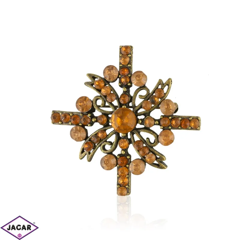 Broszka - pomarańczowe kryształy - 4,7cm - BR442 Broszka - pomarańczowe kryształy - 4,7cm - BR442