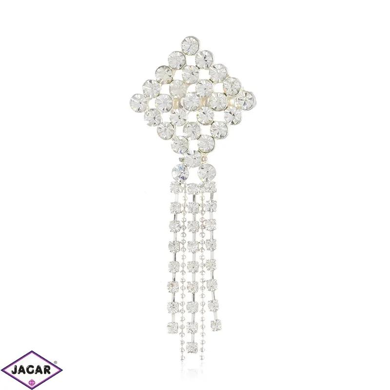 Broszka - wiszące cyrkonie - 8cm - BR448 Broszka - wiszące cyrkonie - 8cm - BR448