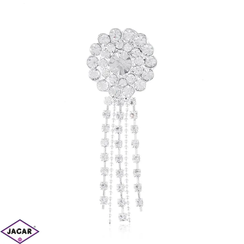 Broszka - wiszące cyrkonie - 6,5cm - BR449 Broszka - wiszące cyrkonie - 6,5cm - BR449