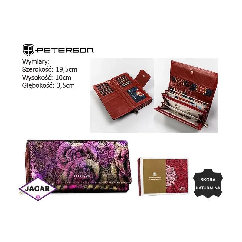 Portfel damski skórzany PTN 42100-MD Purple P2544 Portfel damski skórzany PTN 42100-MD Purple P2544