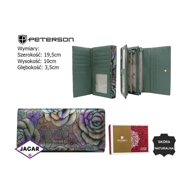 Portfel damski skórzany PTN 42100-MD Green P2545 Portfel damski skórzany PTN 42100-MD Green P2545