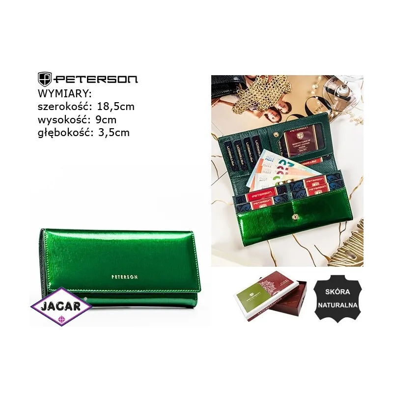 Portfel damski skórzany PTN 42401-SH Green P2549 Portfel damski skórzany PTN 42401-SH Green P2549