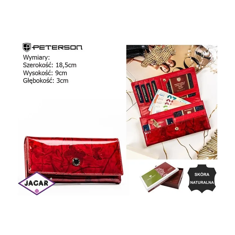 Portfel damski skórzany PTN 424037-BFBC Red P2550 Portfel damski skórzany PTN 424037-BFBC Red P2550