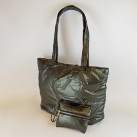 Torba damska shopper pikowana zielona TD1223