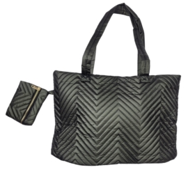 Torba damska shopper pikowana zielona TD1235