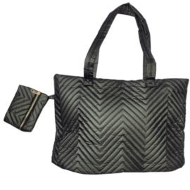 Torba damska shopper pikowana zielona TD1235