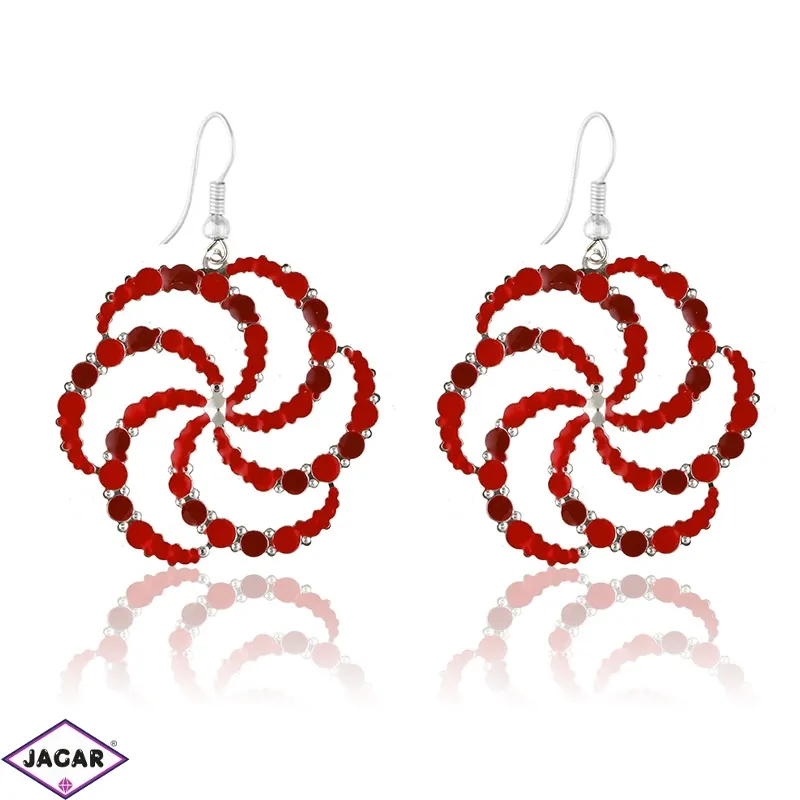 Kolczyki flower z emalią - red - EA2427 Kolczyki flower z emalią - red - EA2427