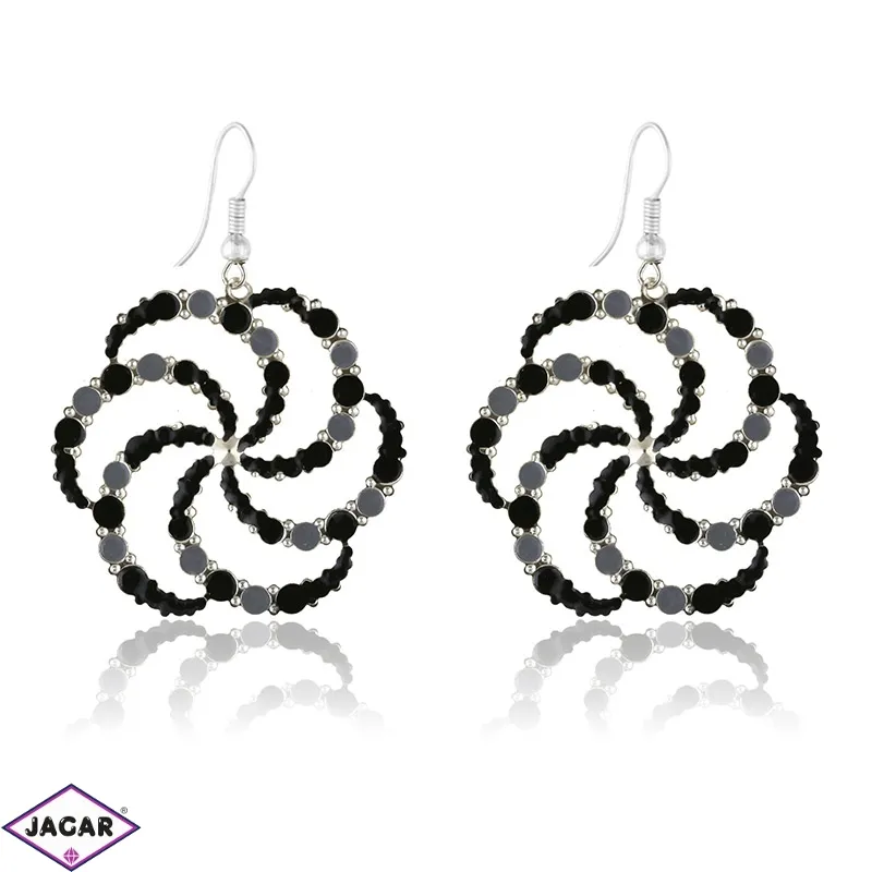 Kolczyki flower z emalią - black grey - EA2428 Kolczyki flower z emalią - black grey - EA2428