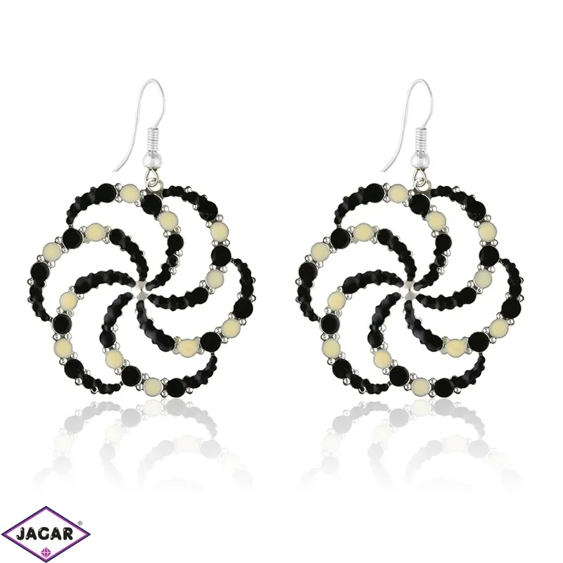 Kolczyki flower z emalią - black ecru - EA2429 Kolczyki flower z emalią - black ecru - EA2429